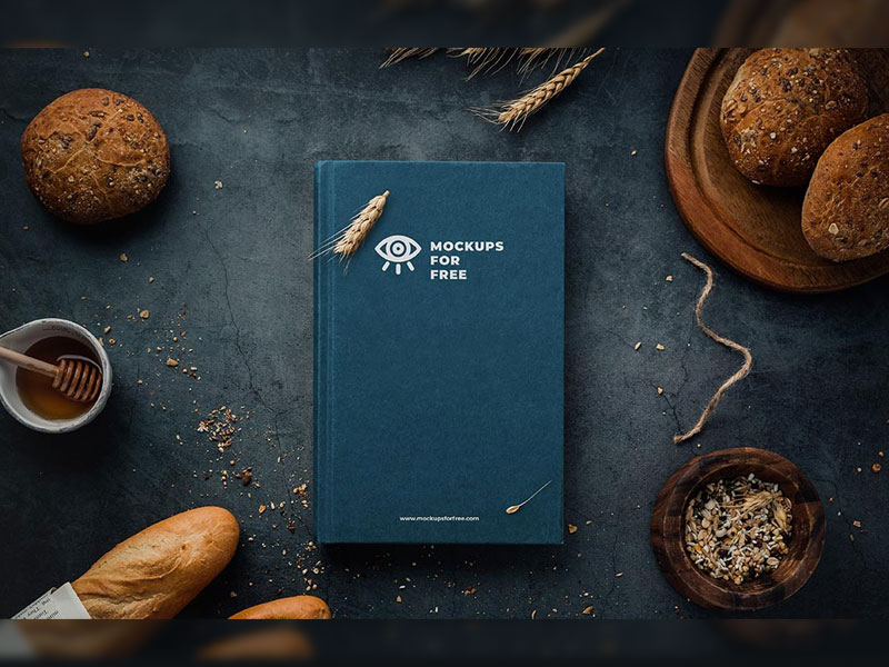 Book on Baker's Table PSD Mockup