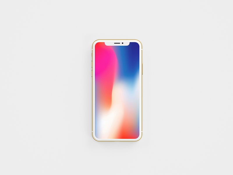 iPhone X Front View Gold PSD Mockup