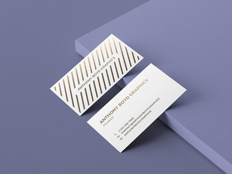 Isometric Business Cards (Front & Back) PSD Mockup