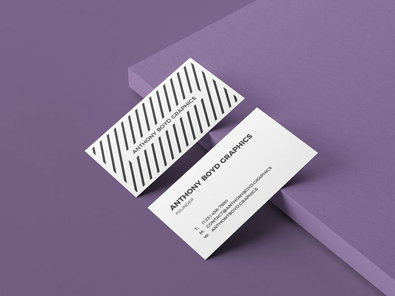 Isometric Business Cards (Front & Back) PSD Mockup