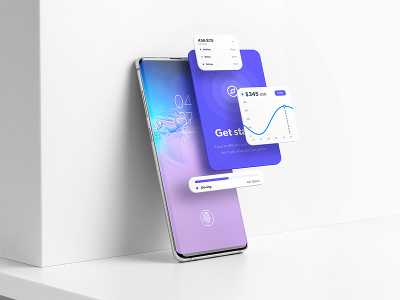 Android Smartphone with Screens PSD Mockup