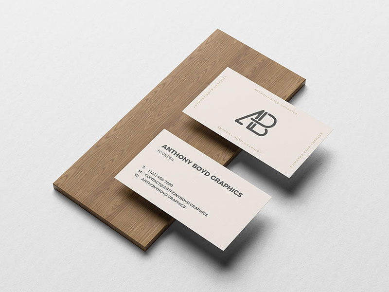 Business Cards On Board PSD Mockup