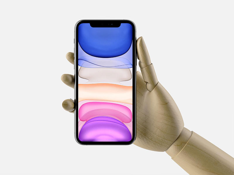 Hand Holding iPhone 11 Pro Max PSD Mockup