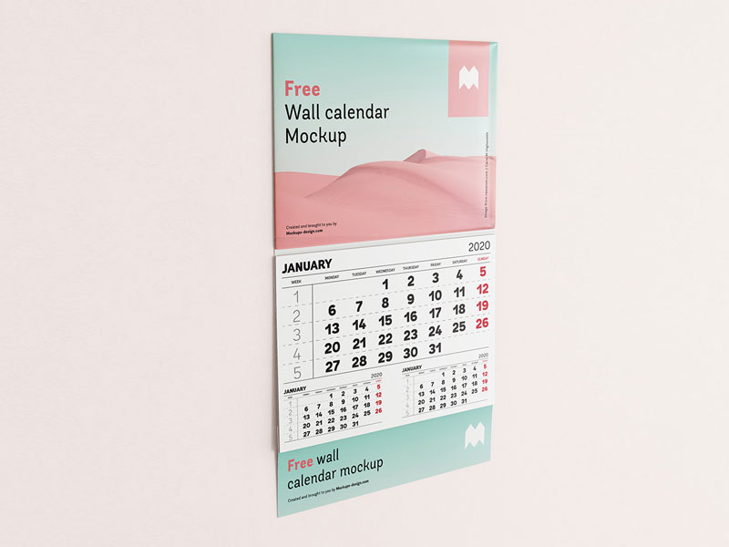 Single Panel Wall Calendar PSD Mockup | MockupsQ