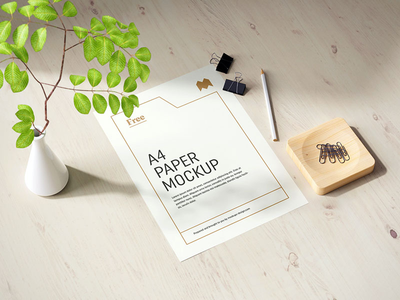 A4 Paper Scenes PSD Mockup