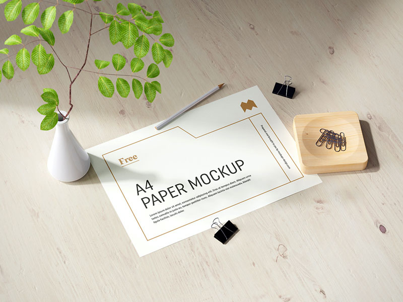 A4 Paper Scenes PSD Mockup