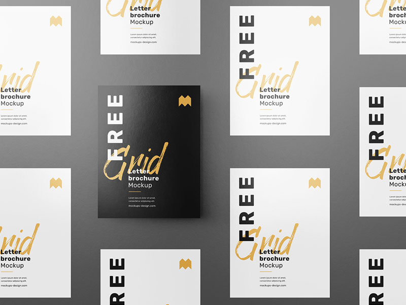 Grid Letter Brochure PSD Mockup