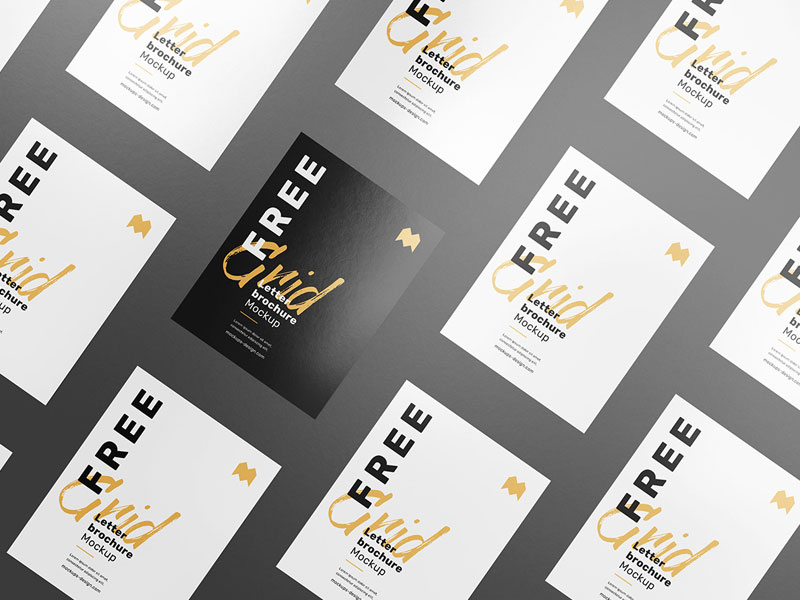 Grid Letter Brochure PSD Mockup