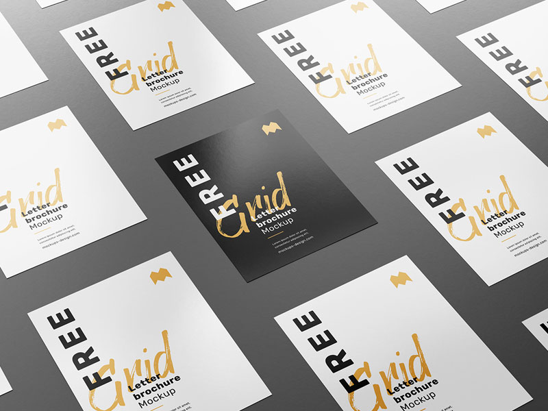 Grid Letter Brochure PSD Mockup