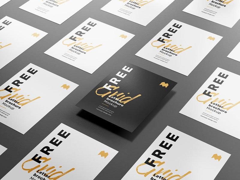 Grid Letter Brochure PSD Mockup