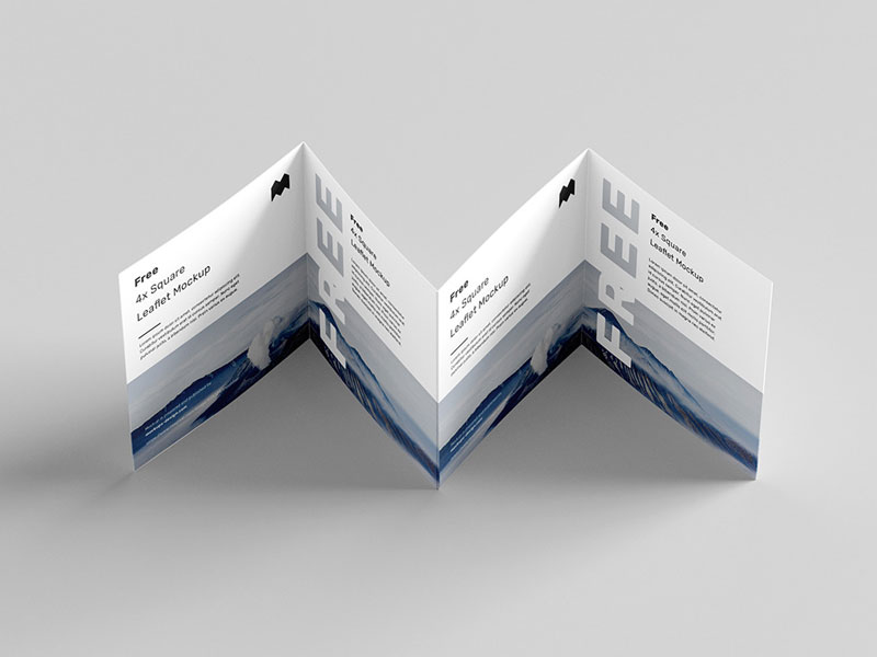 Square 4-Fold Leaflet PSD Mockup