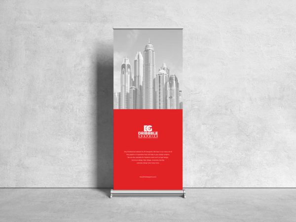 Front View Roll Up Stand PSD Mockup