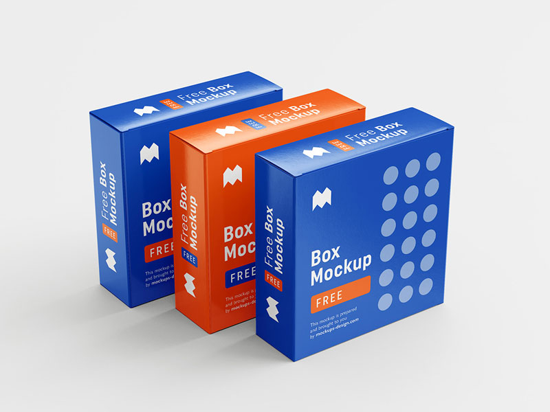 Square Box Packaging V2 PSD Mockup
