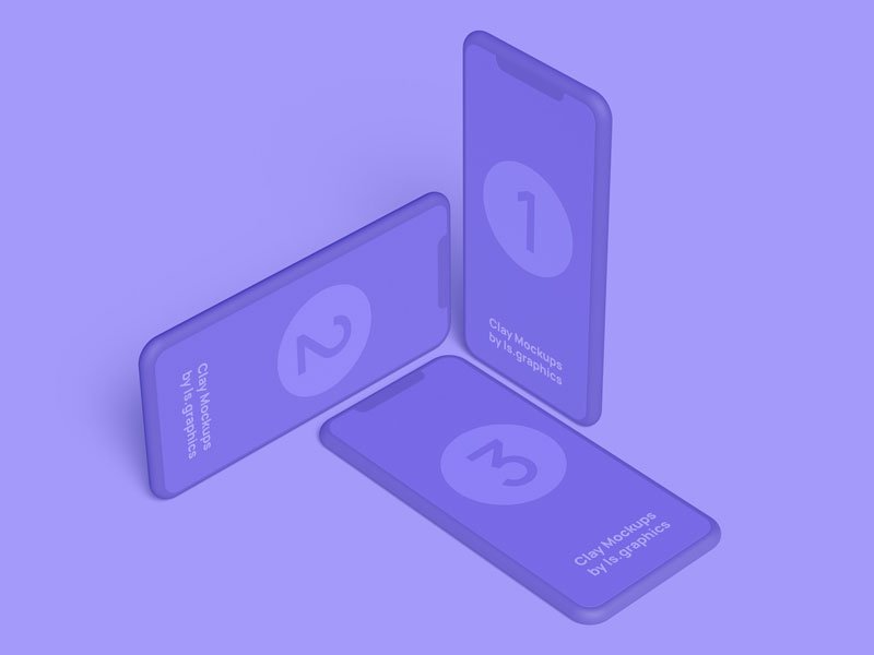Download Three iPhone Clay PSD Mockup | MockupsQ