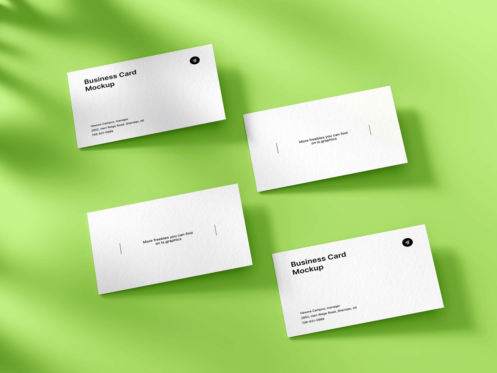 Top View Business Cards V2 PSD Mockup