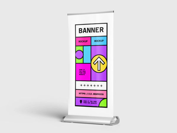 Roll-up Standing Banner PSD Mockup