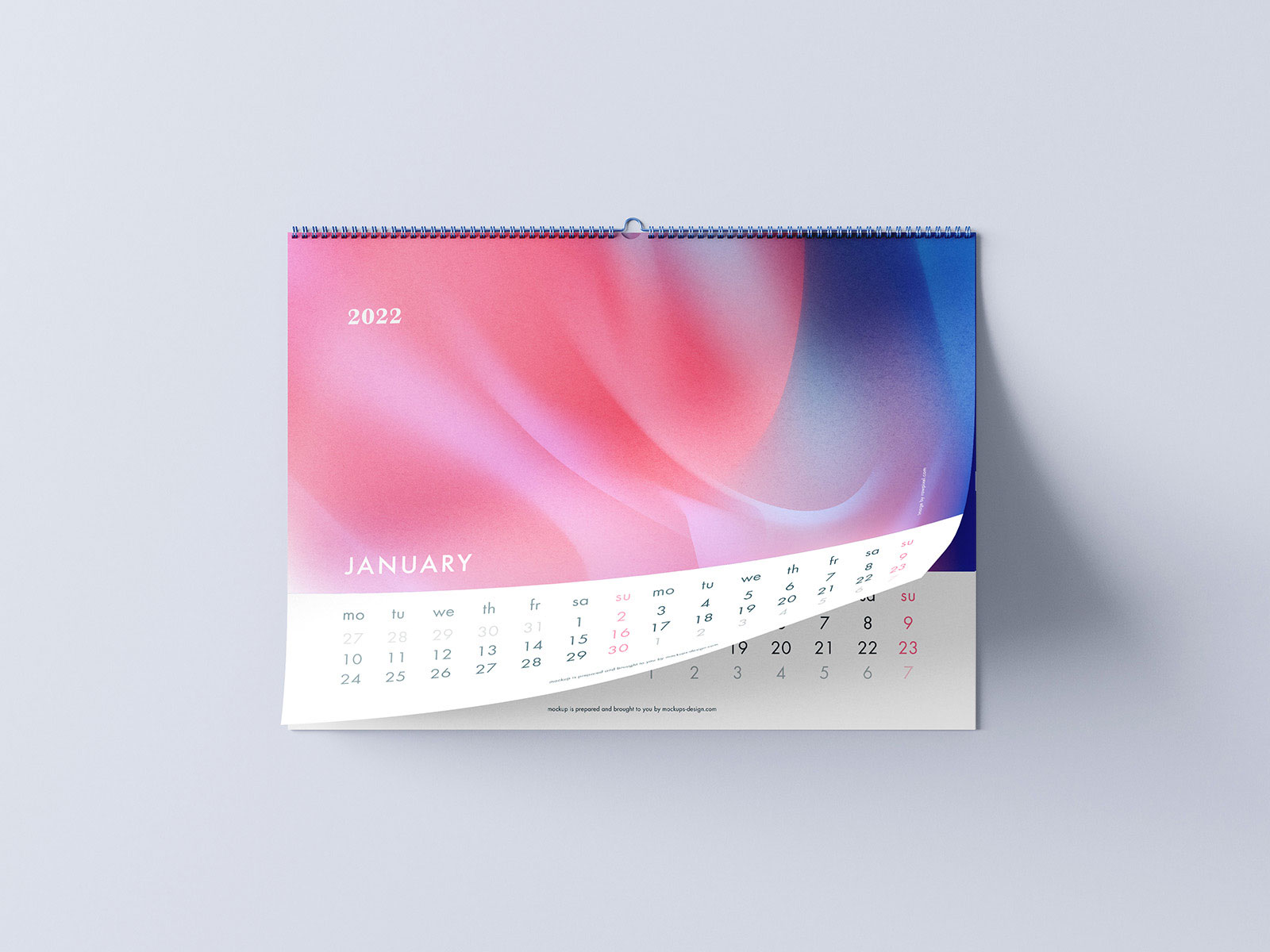 Horizontal A3 Wall Calendar PSD Mockup